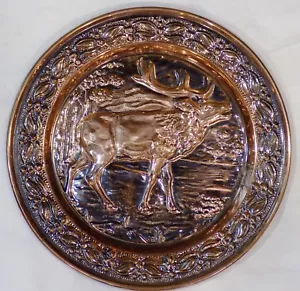 Runde Kupfer dekorative Wandbehang Platte Hirsch 10" Jagdhütte Lodge - Bild 1 von 3