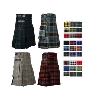 Scottish Men's Tartan Utility Pockets Kilt Traditional Handmade Wedding Kilts. - Bild 1 von 14