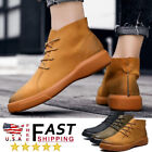 Fashion Mens Athletic Shoes Genuine Leather Sports Sneakers High-Top Ankle Boots