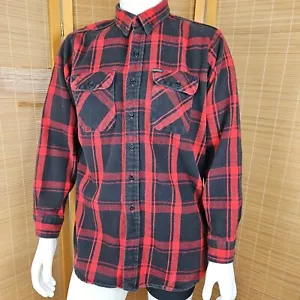 Vtg OshKosh B'gosh Flannel Shirt Mens XL Red Buffalo Plaid Grunge Skate Farm USA - Picture 1 of 8