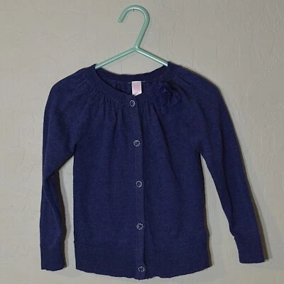 Cherokee Cardigan Girls 2T Blue Flower Clear Button Up Sweater Holiday Dressy LS - Image 1 of 4