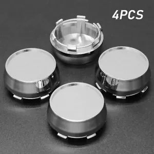 4 Stück/Set für Auto Radmitte Kappe Universal 60 mm Felge Chrom Nabe Kappe Silber Basis - Bild 1 von 9
