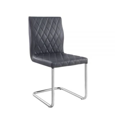 ACME Ansonia Gray PU Padded Seat & Back w/ Chrome Base Finish 37"H Side Chair - Image 1 of 4