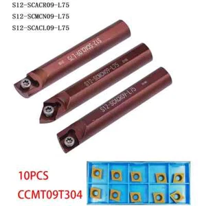 3pz S12X SCACR09 / SCMCN09 / SCACL09 L75 tornitore +10PZ CCMT09T304 INSERTO - Foto 1 di 5