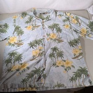 Quiksilver Hemd Herren 2XL hellblau geblümt Hawaii Holz Knopfleiste Strand - Bild 1 von 11