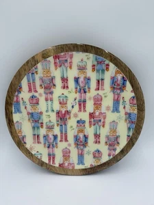 Cupcakes Cashmere Christmas Pastel Nutcracker Wood Lazy Susan Serving Plate - Picture 1 of 1