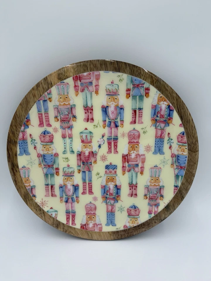 Cupcakes Cashmere Christmas Pastel Nutcracker Wood Lazy Susan Serving Plate - Image 1 of 1