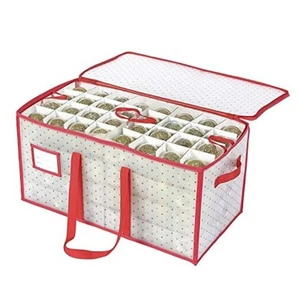 Plastic Christmas Ornament Storage Box with Dual Zipper Closure - Box - Picture 1 of 7