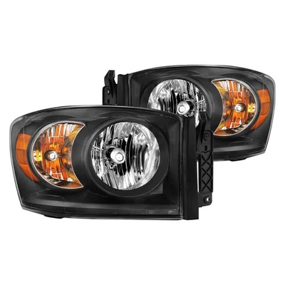 For Dodge Ram 1500 2006-2009 Anzo Driver & Passenger Side Black Euro Headlights - Imagem 1 de 4
