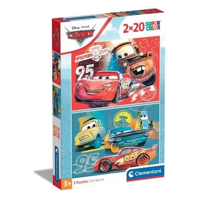 Clementoni Puzzle 2x20 pz Super Color 36m+ (27x18,5cm) DISNEY CARS 24808 - Immagine 1 di 3
