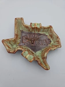 Cenicero en forma de Texas "Big Like Texas" de cerámica de colección "Jolo Of Texas" marrón goteo  - Imagen 1 de 17