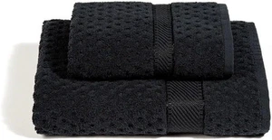Caleffi Set Asciugamani Bagno Viso + Bidet 100% Cotone Jacquard Nero - Foto 1 di 1