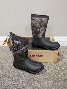 Größe 5 Jugendliche Unisex roter Kopf Neopren Camouflage zum Überziehen wasserdicht Utility Stiefel - Bild 1 von 11
