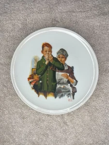 NORMAN ROCKWELL 7" Collector Plate W Stand Helping Mother Boy Threading Needle - Picture 1 of 4