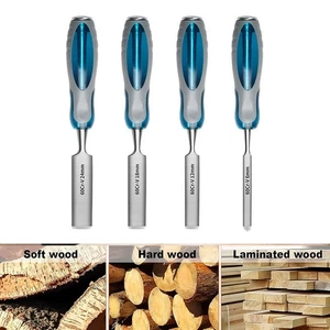 4-teiliges Holzmeißel-Set 6 12 18 24 mm mit Klingenschutz zur sicheren Aufbewah - Picture 1 of 12