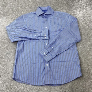 Report Collection Button Up Shirt Men's Medium Blue White Striped Cotton - Picture 1 of 9