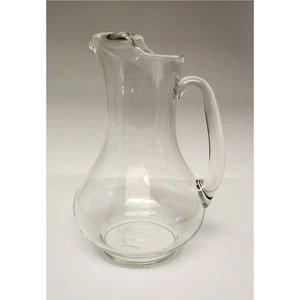 Vintage Clear Glass 1LT Pitcher Monogrammed Ice Lip Pitcher with Calligraphy E - Picture 1 of 17
