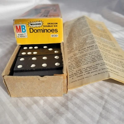 Milton Bradley 1970 Dragon Dominoes Double Six w/orig. Instructions 28 Pc #4130  - Image 1 of 4