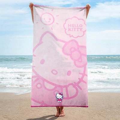 Sanrio Hello Kitty Beach Towel With Embroidered 100% Cotton - 34 X 63 IN - Image 1 of 4