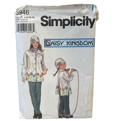 Simplicity 5946 Child Misses Fleece Coat Hat Sizes 3-8 XS-XL UNCUT FF - Image 1 of 2