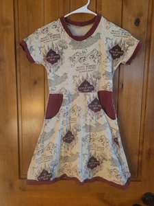 Harry Potter Print Dress Girls Swing Stretch Size M 7/8 - Picture 1 of 10
