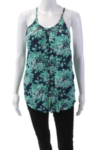 Splendid Womens Sleeveless Scoop Neck Button Multicolor Tank Top Green Size XS - Picture 1 of 5
