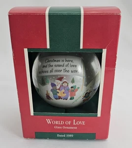 1989 Hallmark Keepsake – “World of Love” Glass Ball Ornament (Vintage) - Picture 1 of 15