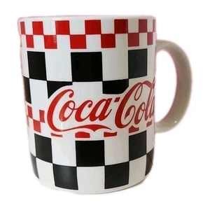 Taza de café Coca-Cola tablero a cuadros vintage Gibson 1996 - Imagen 1 de 5