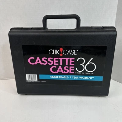 Vintage Clik Case Black Plastic Cassette Storage Carrying Case Holds 36 Tapes - Image 1 of 4