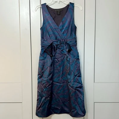Marc By Marc Jacobs Silk Blend Shift Dress Zebra Print Bow Blue Purple Women’s 4 - Image 1 of 4