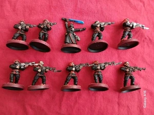 Classic 2000s Warhammer 40k Cadian Shock Troops x9& Steel Legion Officer PAINTED - Picture 1 of 20