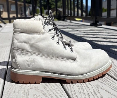 Timberland 6" Premium Impermeable Bota Hombre - Blanco Y Gris, Suela de Goma EE. UU. 7 Foto 1 de 4