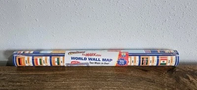 Полноцветная настенная карта мира надпись на 2 ламинированная 34x22 образовательная GeoSafari - Изображение 1 из 4