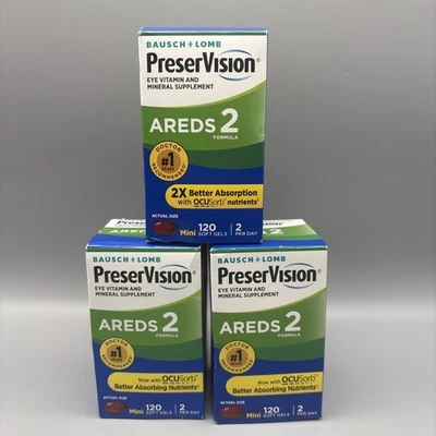 Lote de 3 PRESERVISION EYE VITAMIN AREDS 2 FORMULA (360 ttl gel tapón) Exp. 2026 Foto 1 de 3