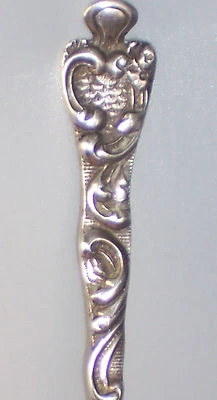 GARFO DE FRUTOS DO MAR ANTIGO 1800 GORHAM PRATA ESTERLINA PADRÃO RARO ESCALAS E PERGAMINHOS - Imagem 1 de 4