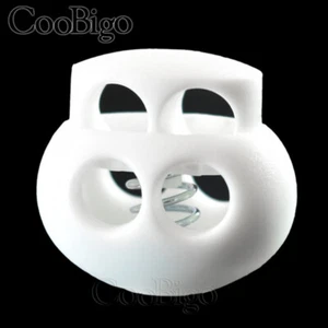 Plastic Cord Lock Stopper Rope Clamp 2 Hole For DIY Face Mask Lanyard Backpack - Picture 1 of 17