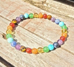 Pulsera Chakra Piedras de Cristal Cuentas Curativas Joyería - Imagen 1 de 6