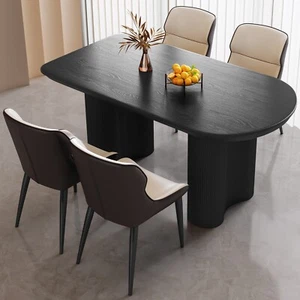 Oval Dining Table Black Dining Table Modern Kitchen table Dining Room Table 55" - Picture 1 of 11