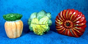 Fitz & Floyd Type Carrot & Sunflower Salt & Pepper Shakers + Sm Zucchini Dish - Picture 1 of 11