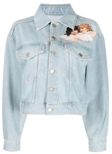 Chaqueta de mezclilla Fiorucci Squiggle Angels azul en mujer talla L TOTALMENTE NUEVA - Imagen 1 de 5