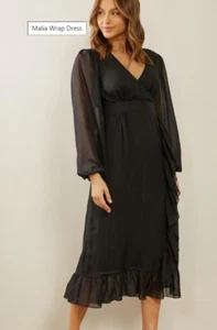 atmos and here dress Malia Wrap Dress with silver threads size 10 bnwt - Picture 1 of 5