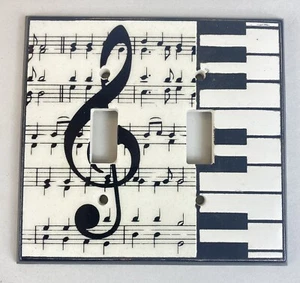 Ceramic Light Switch Plate Cover Double Toggle Music Piano Musical Notes Novelty - Picture 1 of 10