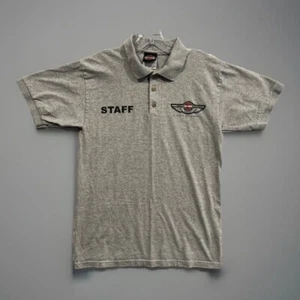Harley Davidson Mens Staff Polo Shirt Sz S Gray Dealer Sales Back Graphic VTG 03 - Picture 1 of 14