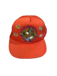 Vintage 1991 Red Boy Scout Trucker Hat With Pins Toledo Area Council - Picture 1 of 14