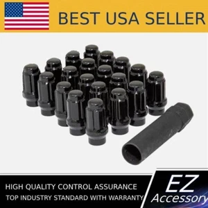 Spline Tuner Lug Nuts Set with Key 12x1.5 Black for Hyundai Kia  - Picture 1 of 3