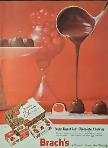 1955 Vintage Brach's Chocolate Covered Cherries Print Ad, Velvet Smooth - Imagen 1 de 1