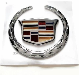 1X Front Grille 4" Emblem Color Wreath Crest Badge Symbol for CADILLAC Ornament  - Bild 1 von 6