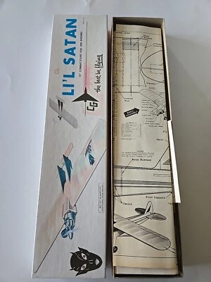 Vintage Carl Goldberg Li'l Satan G12-129 Combat Stunt 19" CL Model Airplane Kit - Image 1 of 4