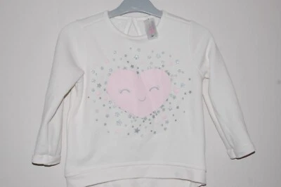 C&A - GR. 80 - süßes warmes Sweatshirt weiss innen Plüsch - Bild 1 von 3