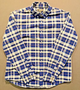 Herren LL Bean Hemd Slim Fit LS blau weiß kariert Button Down schwere Baumwolle Gr. L - Bild 1 von 10